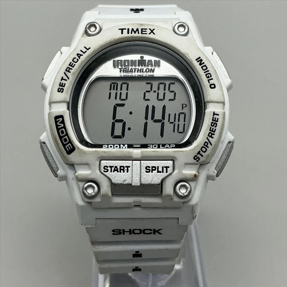 Timex Ironman Triathlon Shock Mens Watch 42mm Gray Digital T5K429 New Battery